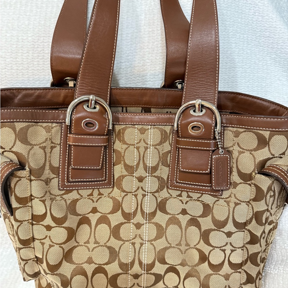 Coach Tan and Brown Signature Tote
